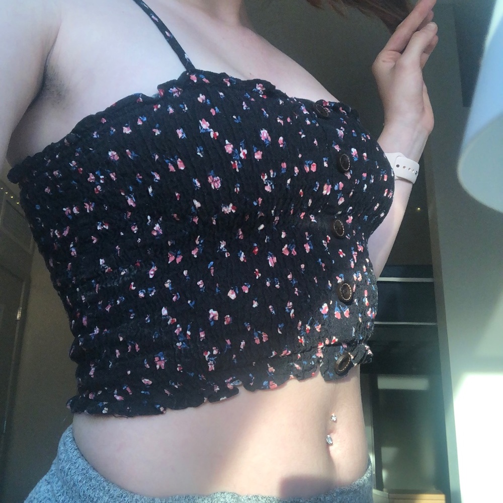 Rouched Black Tank Top